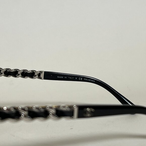 Chanel Black Polarized Sunglasses with Silver Chain Link Detailing - Picture 11 of 11